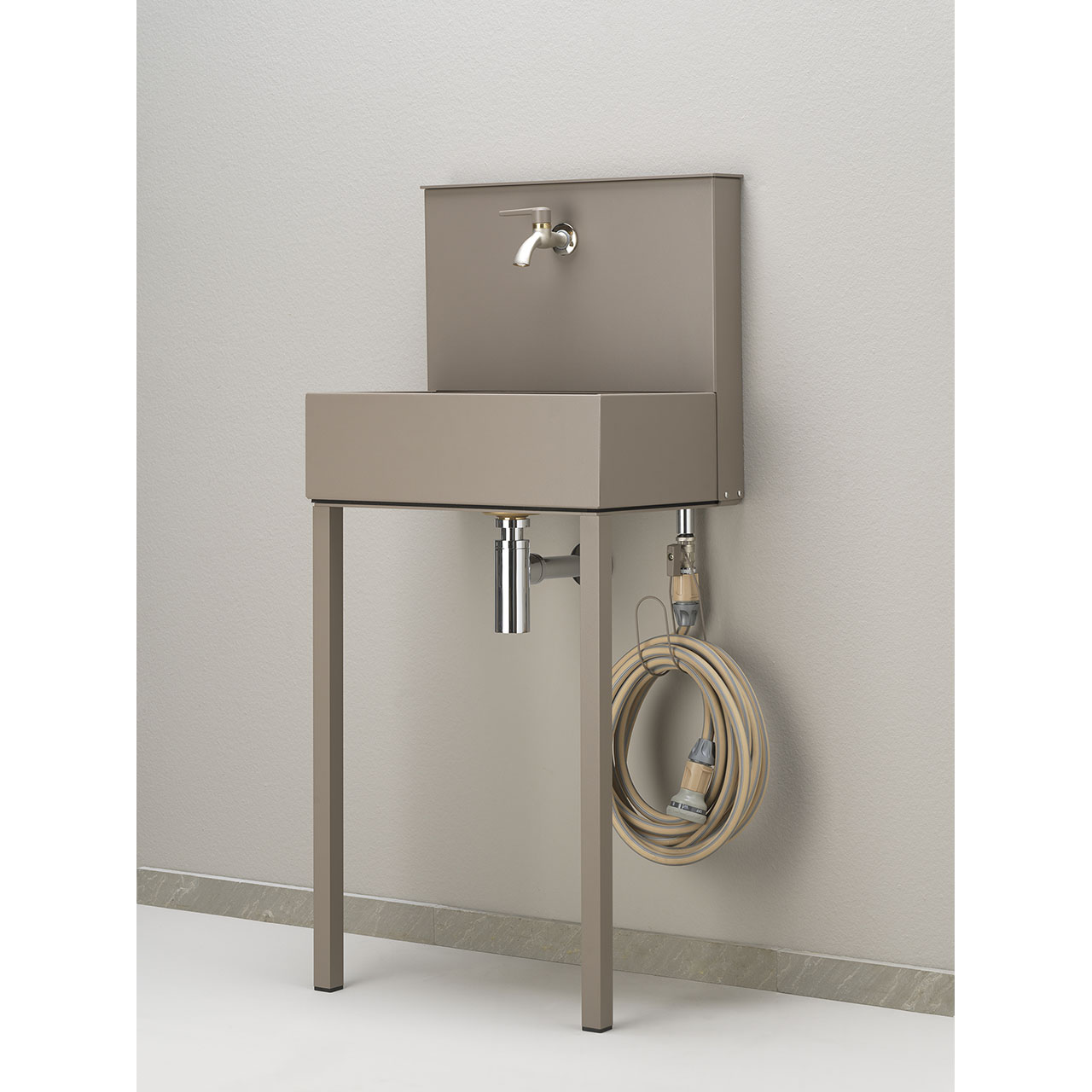 Wall-mounted sink with double tap 42/PRL - Dove Grey